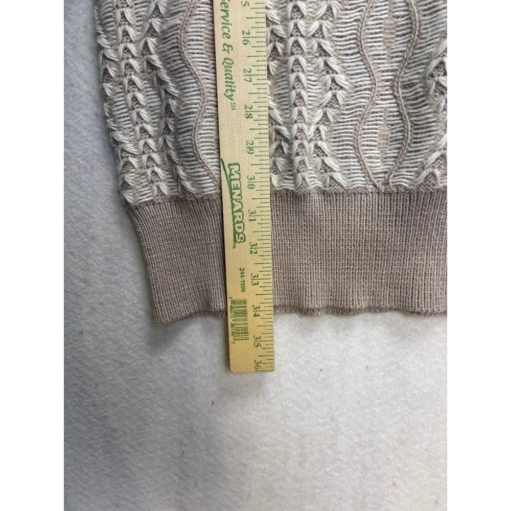 Venus Womens Tan Cream Geometric Cable Knit Boat Neck Tunic Sweater Size M - Picture 13 of 13